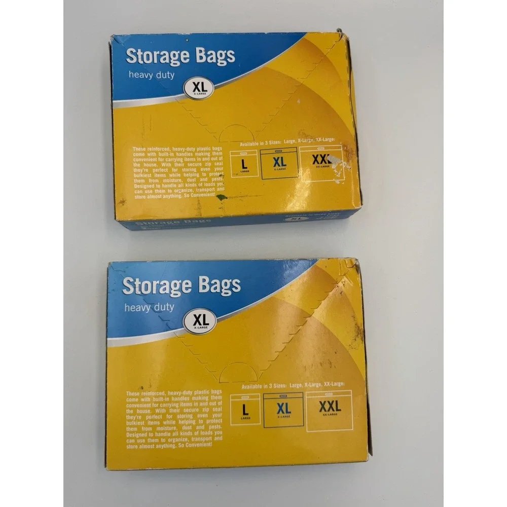 EZ Stor XL Storage Bags 2 Pack Lot Heavy Duty Clear Zip Handle Clothes
